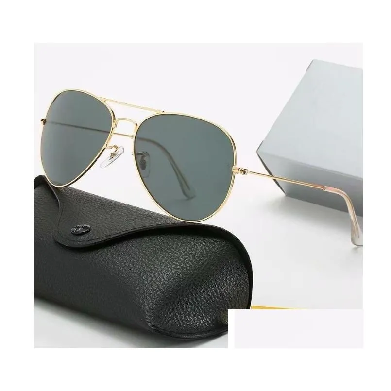 Designer Aviator 3025r Sunglasses for Men Rale Ban Glasses Woman Uv400 Protection Shades Real Glass Lens Gold Metal Frame Driving