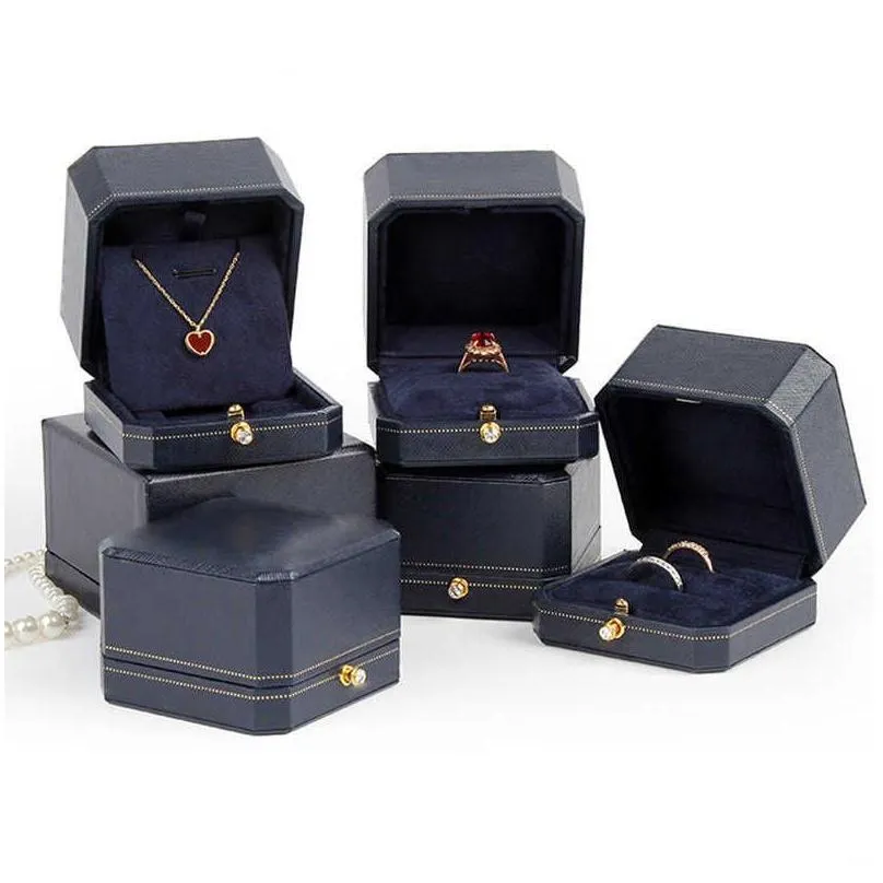 European style jewelry octagonal ring box necklace box jewelry packaging box jewelry box can be printed