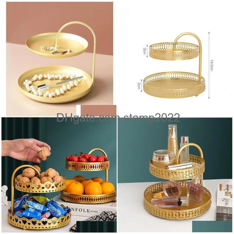 storage holders racks tieyi doubledecker light luxury living room snack tray creative spring festival candy makeup collection 230703