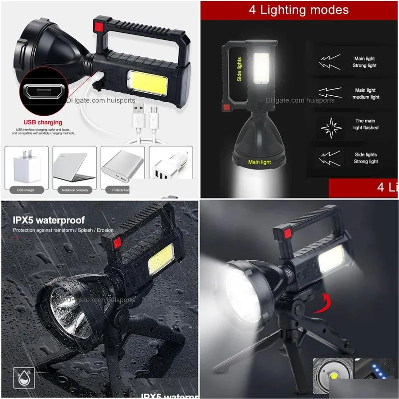 portable lanterns powerful led work light spotlight searchlight usb recharge waterproof working camping lantern