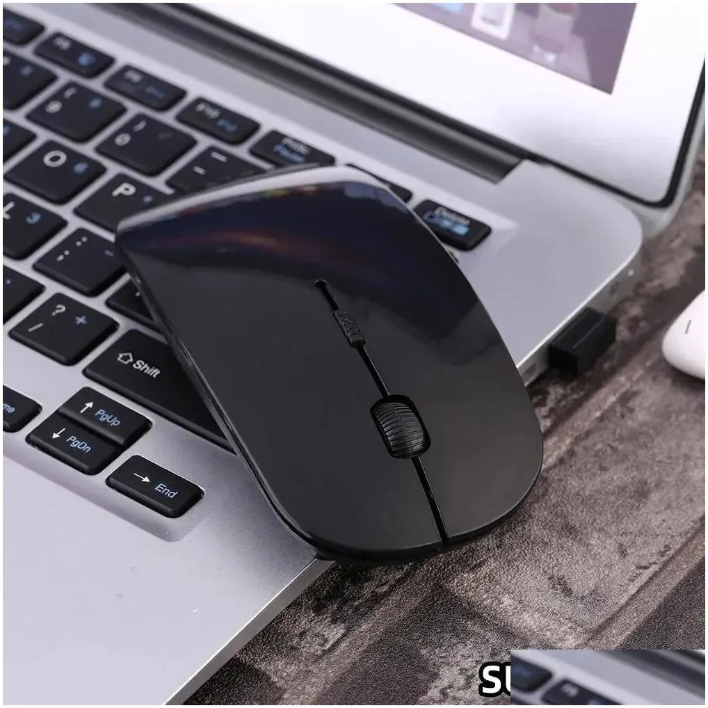 Mice Ultra thin USB 2.4Ghz wireless mouse 1600DPI 4-button cordless mouse suitable for PC desktop laptop Windows computer 231101