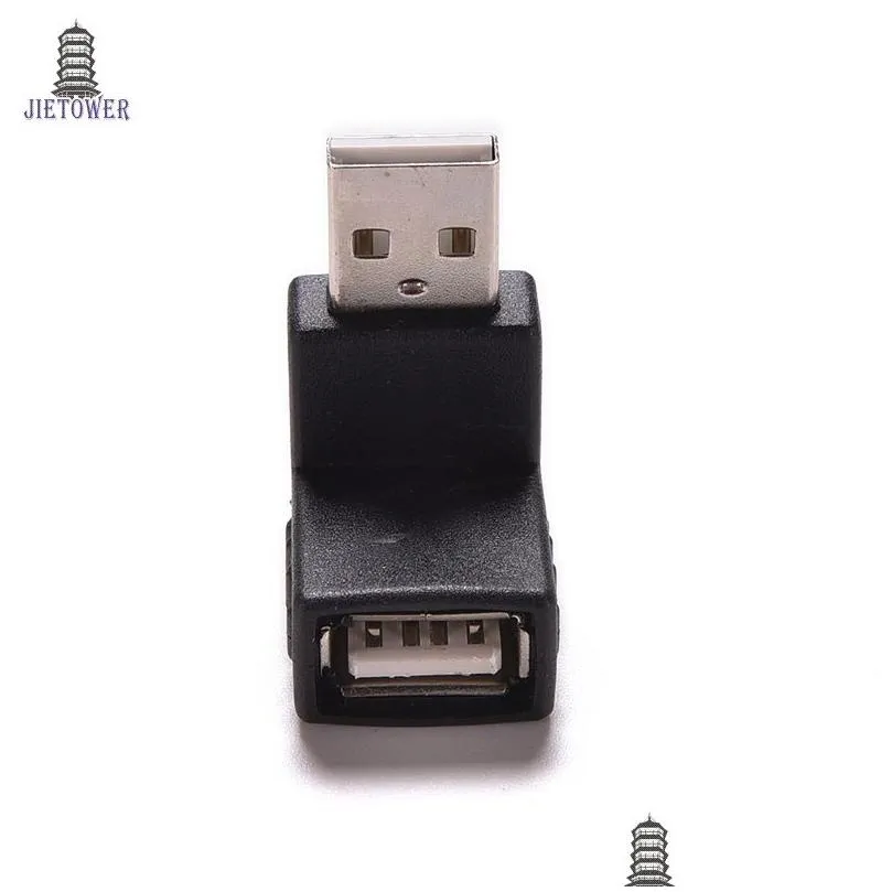 300pcs/lot 90 degree angled USB 2.0 A male to female Adapter USB2.0 Coupler Connector Extender Converter for laptop PC black