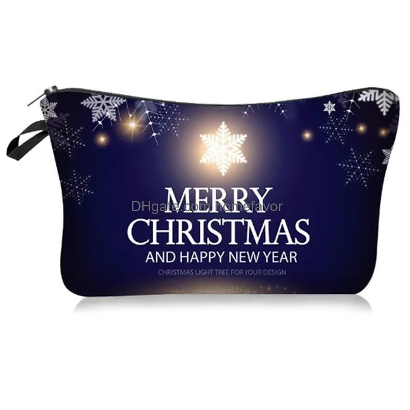 ups christmas decorations 2023 year gifts merry santa snowman print cosmetic bag gift 2023 noel kerst natal navidad ornaments 