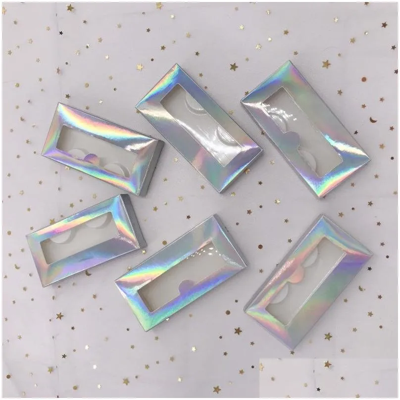 Rainbow Color Cases Custom Eyelash Packaging with Your Own Brand Holographic Lashes Box without Eyelashes FDshine