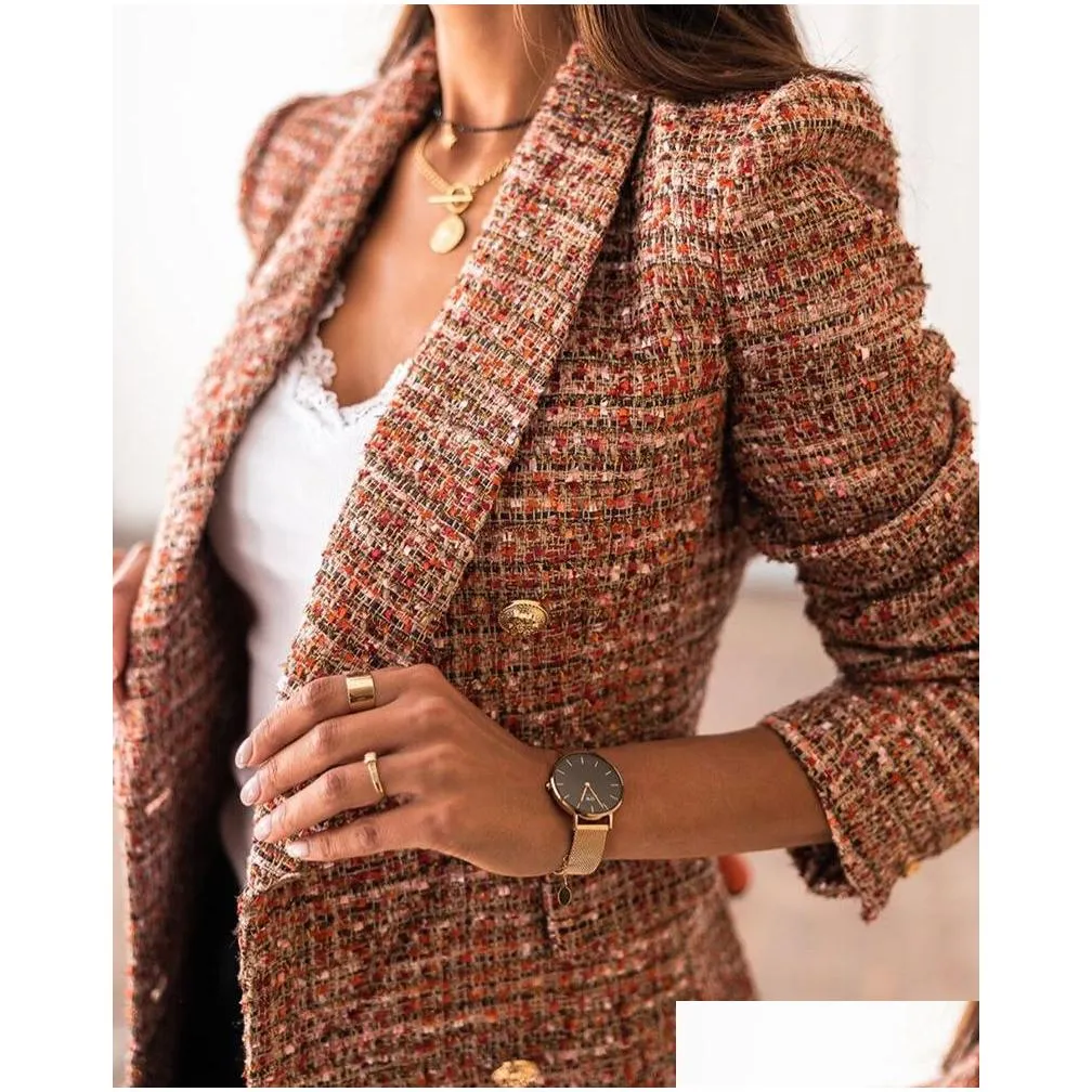 double breasted blazers button military style blazer womens autumn winter elegant office lady clothing femme