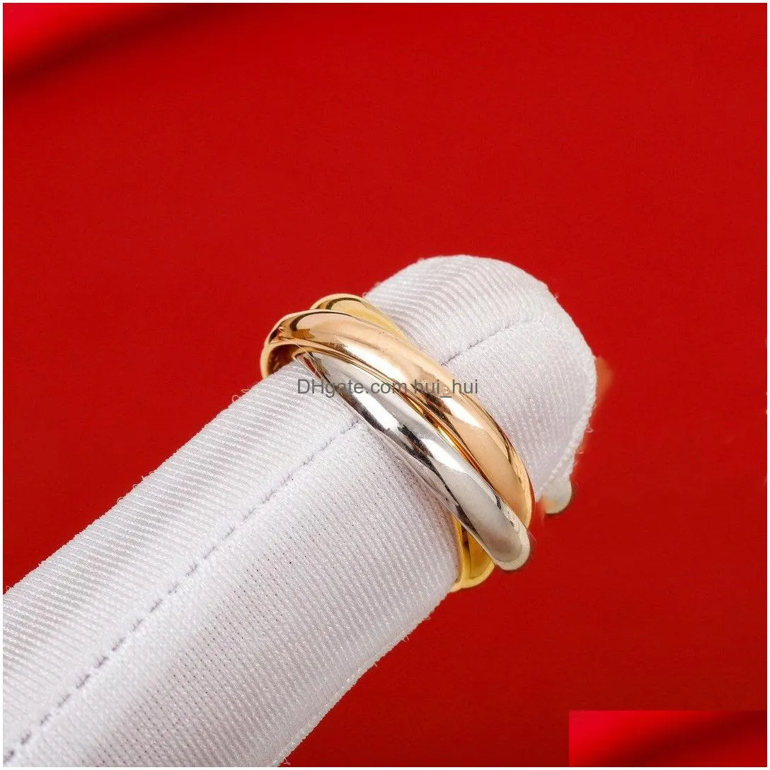 cluster rings trendy top quality classic brand europe luxury jewelry rings for women tricolor rose gold color ring gifts 220922
