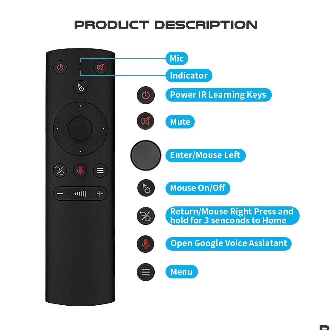 G21S 2.4G Wireless Air Mouse Gyroscope Voice Control Universal Remote Control For Youtube Android TV Box HK1 BOX X96 MAX