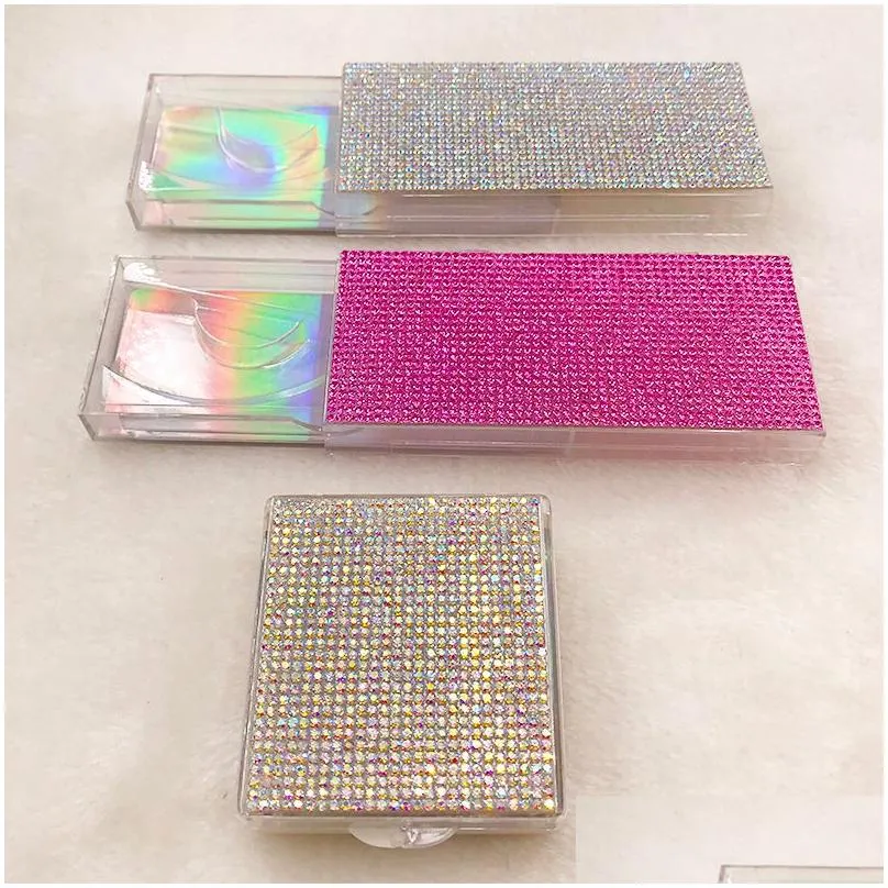 25mm False Eyelashes Packaging Empty Lash Case Bling Glitter Eyelash Box without Eyelashes Diamond Lash Box