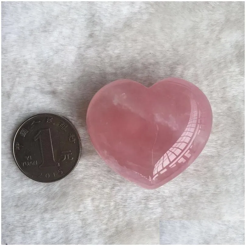 Natural Rose Quartz Heart Shaped Pink Crystal Carved Palm Love Healing Gemstone Lover Gife Stone Crystal Heart Gems