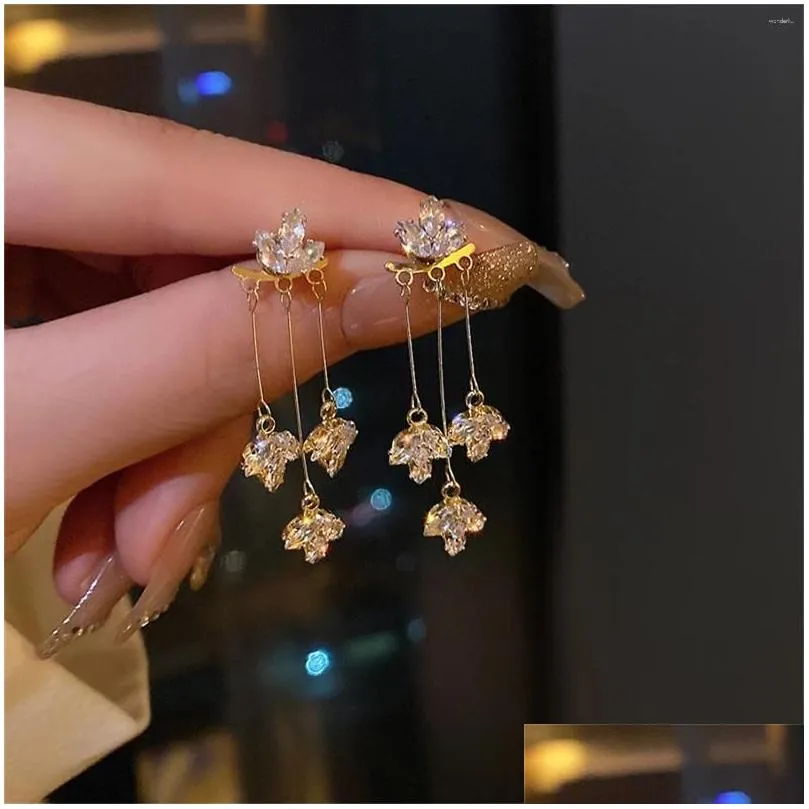 Dangle Earrings Fashion Zircon Tassel Trend Unique Design Elegant Delicate Light Luxury Women Jewelry Party Premium Gift