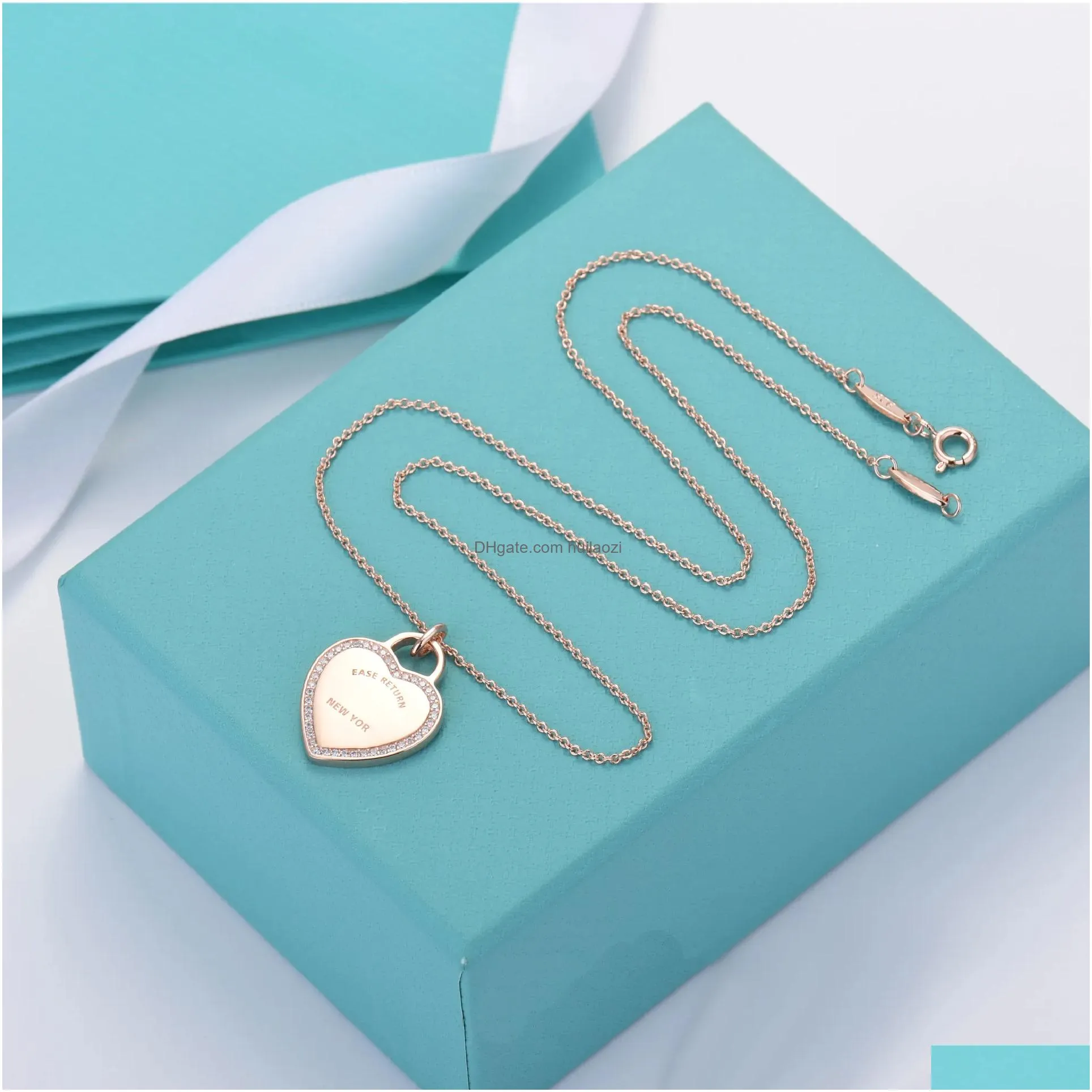 s925 necklace for women enamel t series necklace bow heart pendant clavicle chain fashion luxury wedding engagement gift designer jewelry with