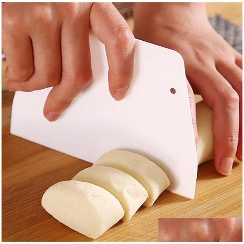 white dough cutter plastic trapezoid scraper multi functional baking scrapers hung and stored kitchen tool 0 17lc l2