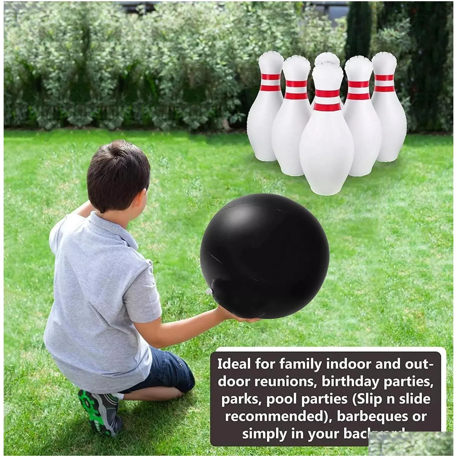 Bowling Novelty Place  Inflatable Bowling Set for Kids Outdoor Lawn Yard Games for Family Jumbo 22