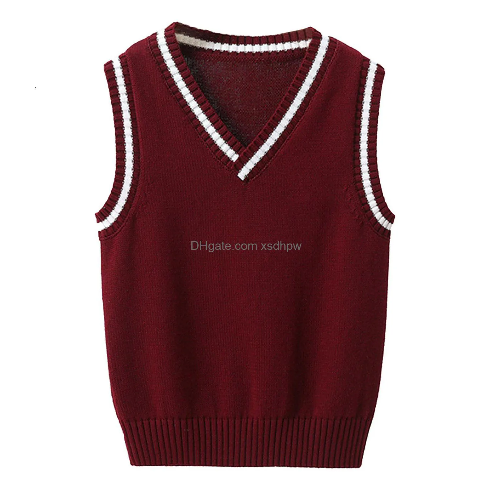 waistcoat boys and girls school uniform belt casual knit sweater vneck prep style coat 230330