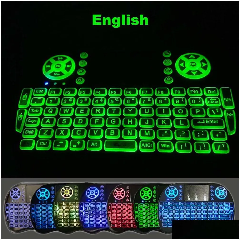 Wireless Mini i8 Keyboard Backlit Backlight Remote Control For Android TV Box 2.4G Touch Pad English Spanish French