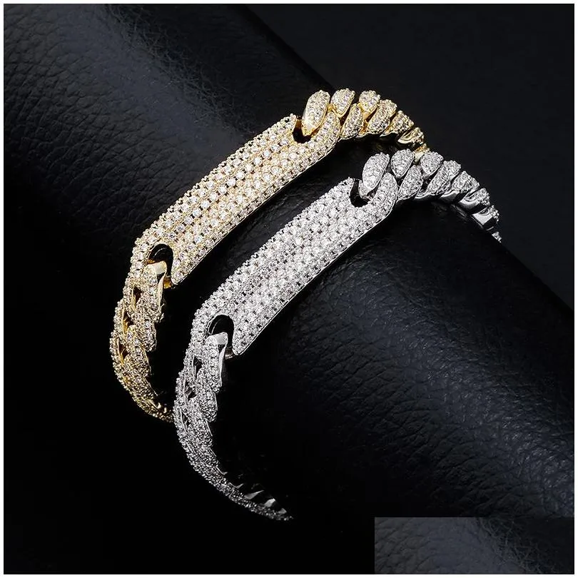9mm Full Diamond Cuban Link Chain Bracele Iced Out Mens t Jewelry for Gift Charms Punk Fine Quality Personality bling AAA CZ Hip Hop Bracelets Bangle for Men and