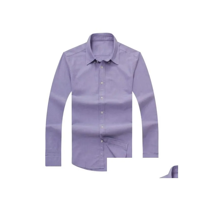 2017 autumn and winter mens long-sleeved cotton shirt pure mens casual poloshirt fashion oxford shirt social brand clothing lar