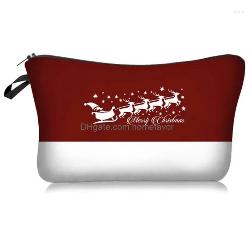 ups christmas decorations 2023 year gifts merry santa snowman print cosmetic bag gift 2023 noel kerst natal navidad ornaments 