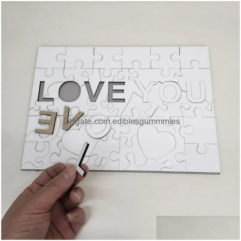 a4 sublimation blank puzzle favor creative love 47 pieces mdf heat transfer jigsaw toy diy valentines day gift
