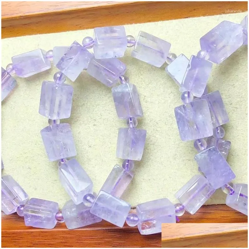 Link Bracelets Natural Lavender Amethyst Bracelet Charms Fashion Personalized Men Women Gemstone Jewelry 1pcs 8x12mm