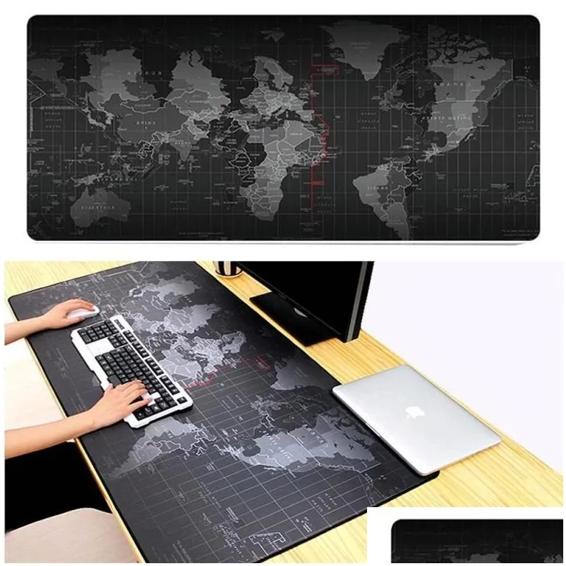 Mouse Pad Gaming Mouse Mat Extra Large World Map Mousepad computer mats Anti-slip Natural Rubber with Locking Edge Olclu
