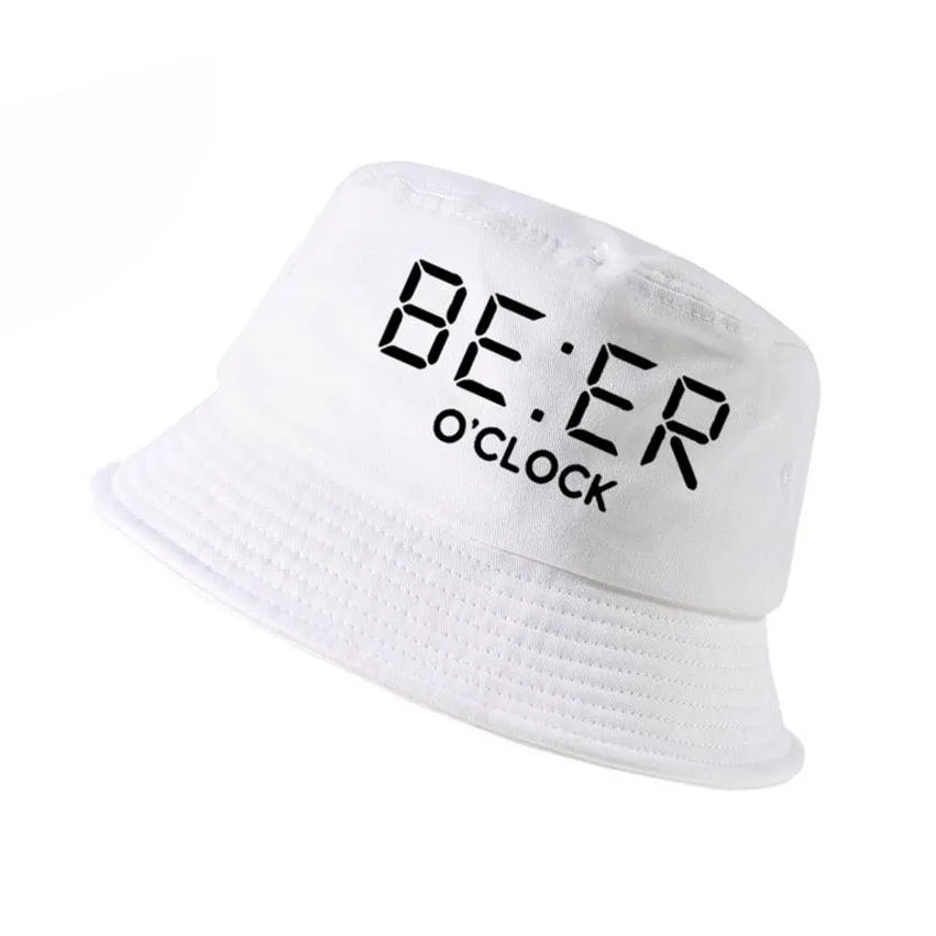 100% cotton funny BEER OCLOCK print men fisherman hats cool summer funny men women bucket hat outdoor panama fishing cap232G