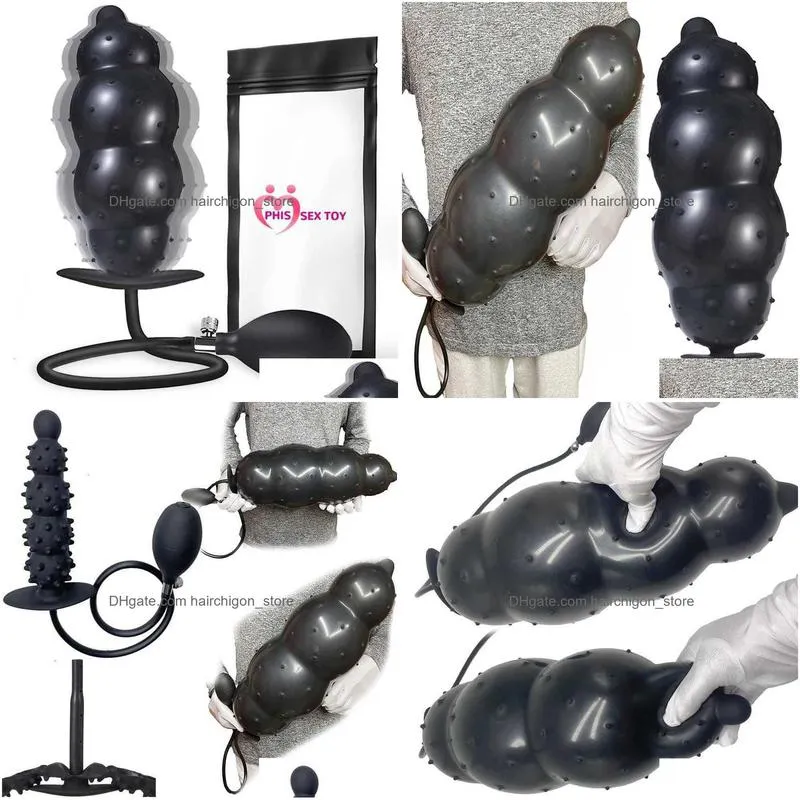  massager inflatable anal plug dildo prostate massage particle huge bead vagina dilator toy