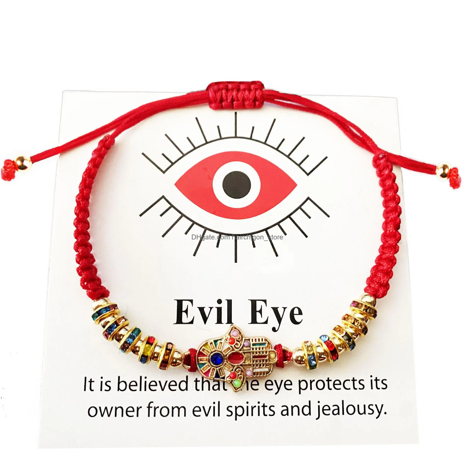 slimes wholesale hand strap red eve eye hands red string braided rope handmade bracelet jewelry for women