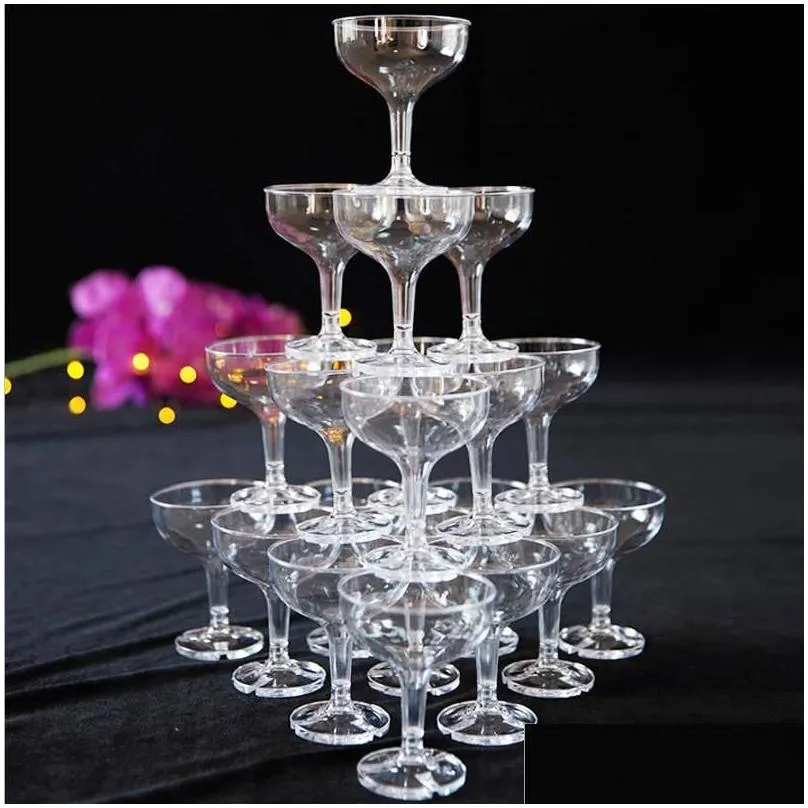 wine glasses champagne cup goblet celebration opening bar wedding accessories tower cups thickened acrylic 22pcs