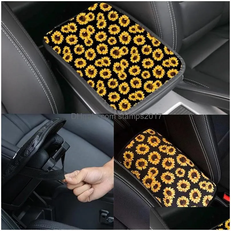 leopard pattern neoprene car armrest cover pad party favor universal fit soft comfort vehicle center console cushion holder