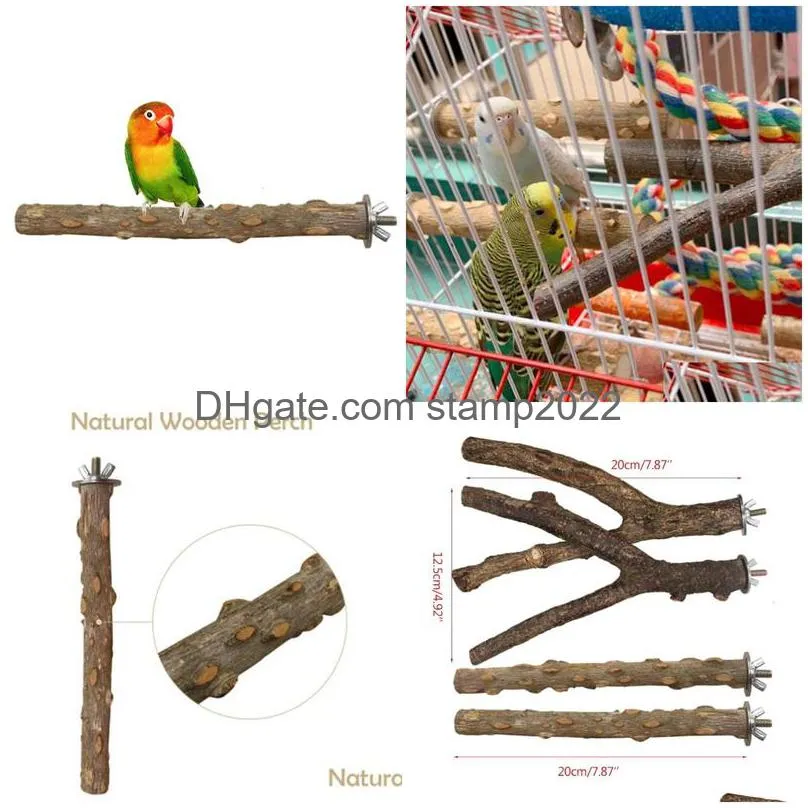 other bird supplies 4pcs parrot perch chew bite toys claw grinding prickly wood training play stand platform cage accessories 230925