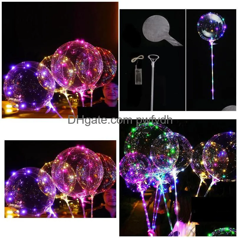 led bobo balloon with 31.5inch stick  string balloon led light christmas halloween birthday party decor