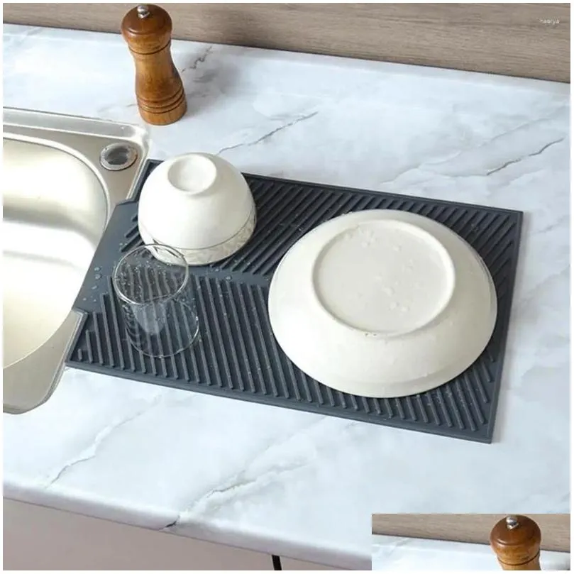 Table Mats Kitchen Drain Mat Heat-resistant Silicone Non-slip Sink Protective For Bowl Cup Dishes