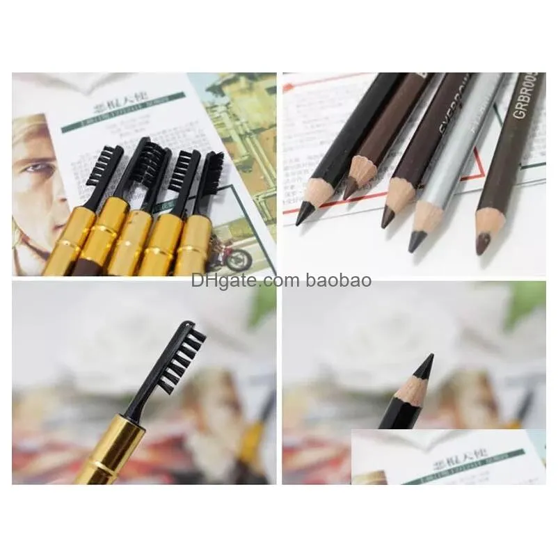 waterproof eyebrow pencil with brush make up leopard eyeliner maquiagem 5 colors shadow to eyebrow metal makeup tool9581837