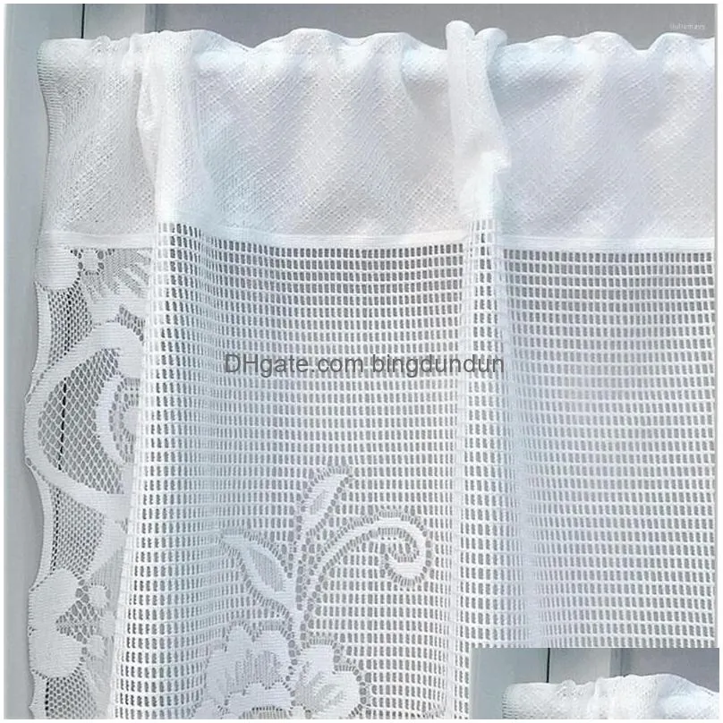 Curtain & Drapes Curtain White Sheer Lace G Short Valance Tier For Kitchen Cafe Farmhouse Adjust Height Bookshelf Window Drapes Drop D Dhopr