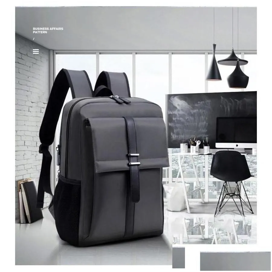 Laptop Cases Backpack Men 16 Inch Office Work Business Bag Uni Black Tralight Thin Back Pack274Z Drop Delivery Computers Networking Co