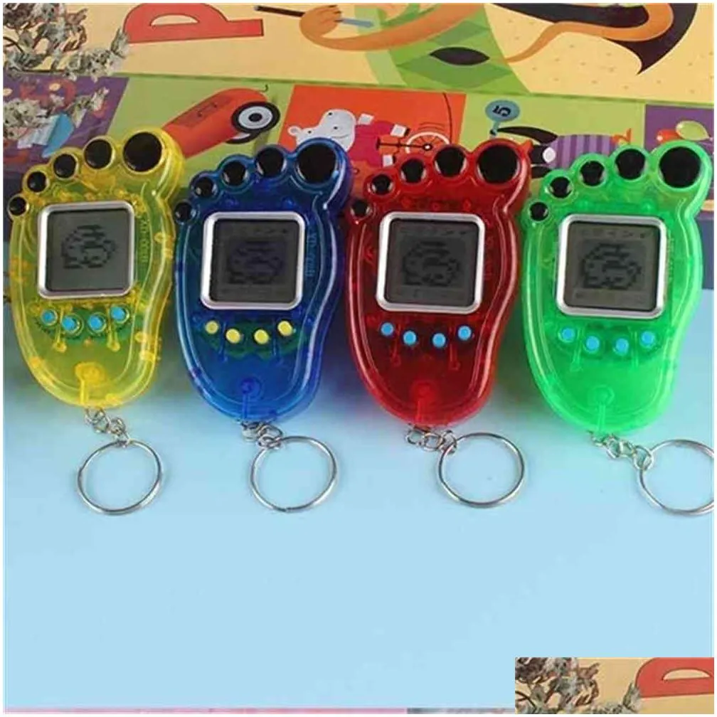 Foot Shape Electronic Pets Tamagotchi Key Ring Vintage Digital Pocket Mini Retro Game Machine Keychain Nostalgic Virtual Toy For Kids Adult