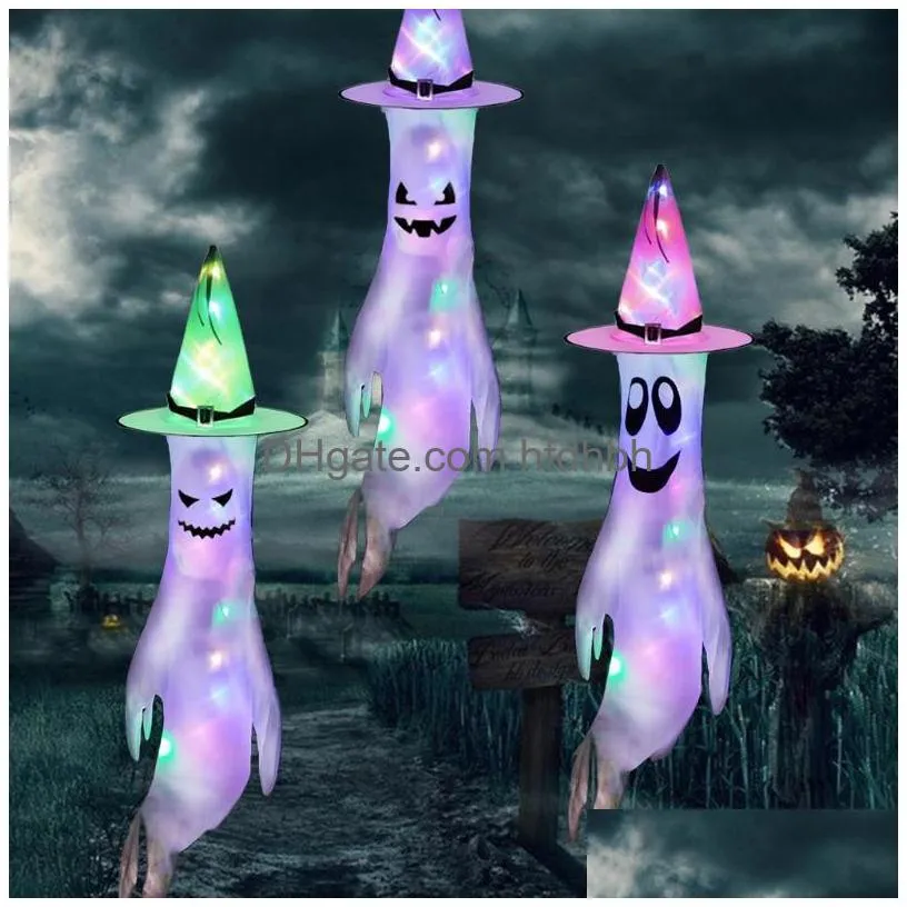 led light ghost windsock halloween decoration garden decor scene layout props home decorations outdoor festival party supplies d1.5