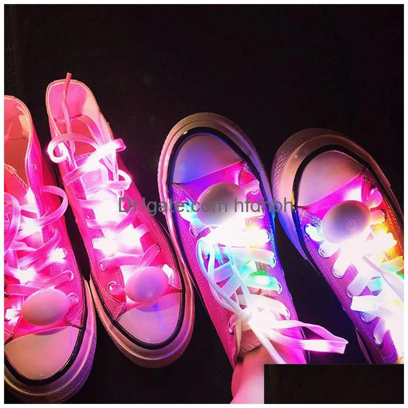 led light up shoelaces with colorful flashing disco lighting glow nylon strap for night party hip-hop dancing