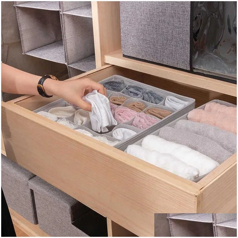 Desk & Drawer Organizers Wholesale 3Pcs/Set Non-Woven Fabric Underwear Organizer Bras Socks Der Foldable Box Wardrobe Clothes Storage Dhr2Y