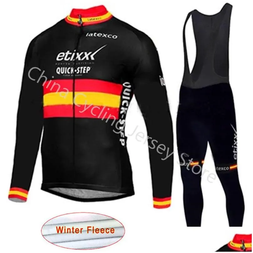Quick Step 2021 Pro Team Cycling Jersey Winter Long Sleeve Thermal Fleece Bike Clothing Maillot Ropa Ciclismo A081