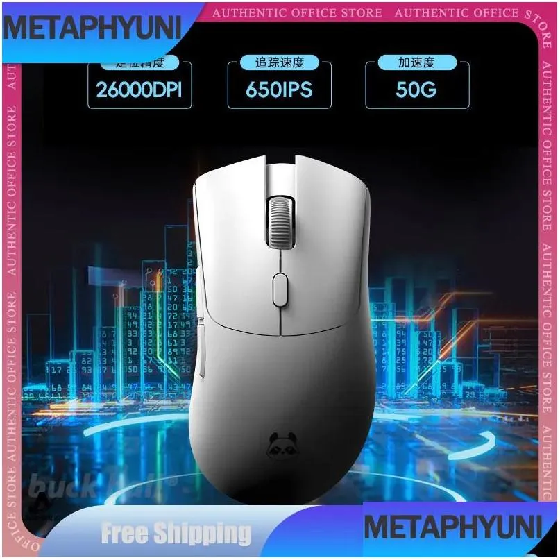 Mice Metaphyuni Metapanda Mouse 3 Mode USB 2.4G Bluetooth Wireless Mouse PAW3395 26000DPI Office Esport Gaming Mice For Windows Gift