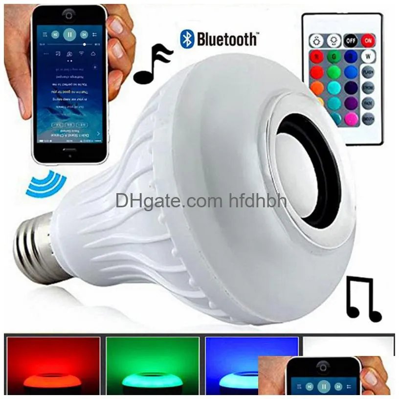  wireless bluetooth 6w led speaker bulb audio speaker led music playing lighting with 24 keys e27 remote control 20pcs