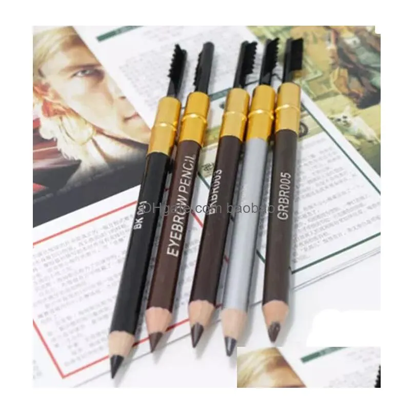 waterproof eyebrow pencil with brush make up leopard eyeliner maquiagem 5 colors shadow to eyebrow metal makeup tool9581837