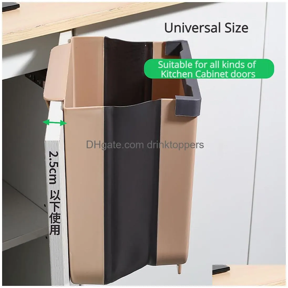 waste bins kitchen folding trash can storage household cupboard door hanging large basket creative sorting wall 230725