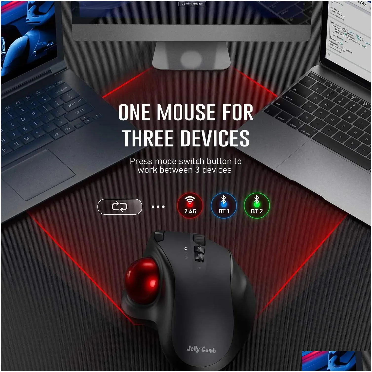 Mice Bluetooth Mouse Rechargeable 2.4G USB Wireless Mice Ergonomic Trackball Mouse for Computer 1000 1600 1800 DPI 231208