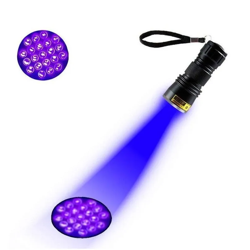 UV Flashlight 21LED 12LED Light 395400nm LED Flashlights linterna Torch Ultraviolet Black Light lamp3676307