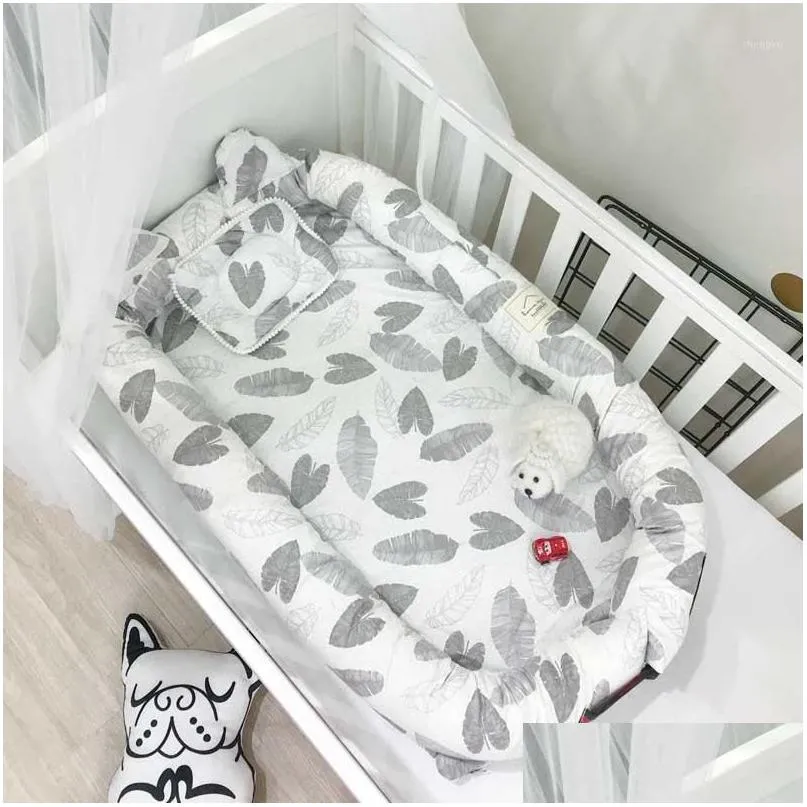 Baby Cribs Portable Nest Cute Cartoon Ear Bed Crib Removable Washable Travel For Children Cotton Cradle