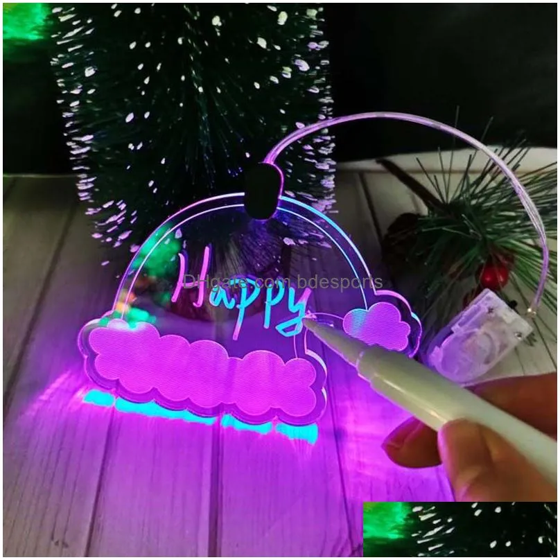 Christmas Decorations Acrylic Glowing Christmas Tree Hanging Decorations Colorf Glitter Custom Ornaments Drop Delivery Home Garden Fes Dhclz