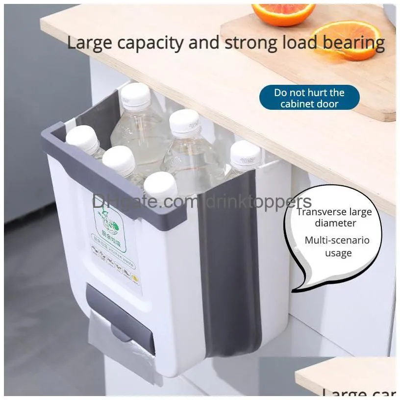 waste bins kitchen folding trash can storage household cupboard door hanging large basket creative sorting wall 230725